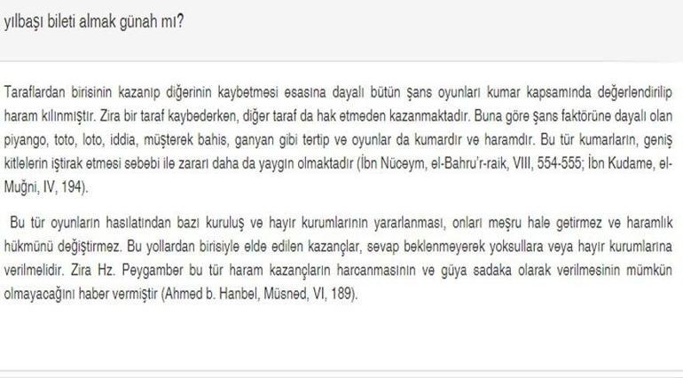 Diyanet: Milli Piyango haramdır