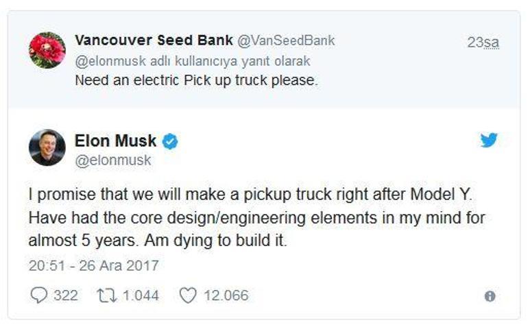 Tesla’nın yeni projesi elektrikli pickup