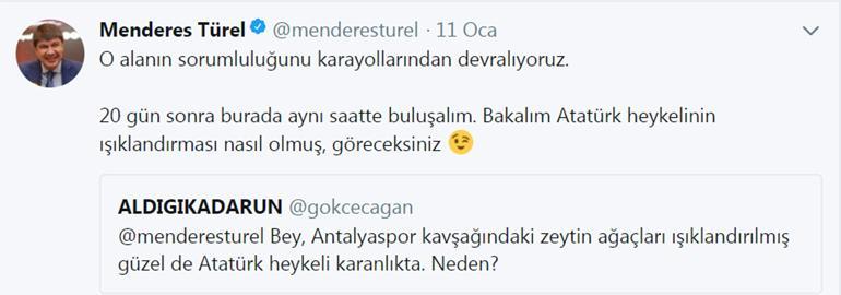 Menderes Türelden Atatürk heykeli sözü