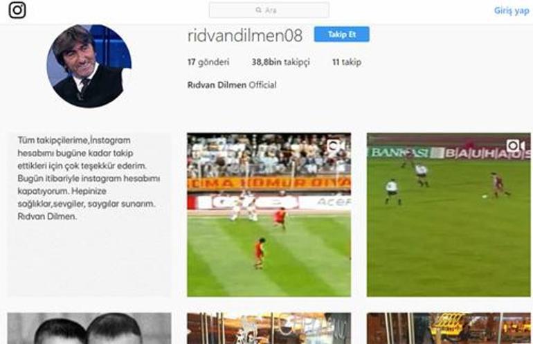 Rıdvan Dilmen sosyal medya hesabını kapattı