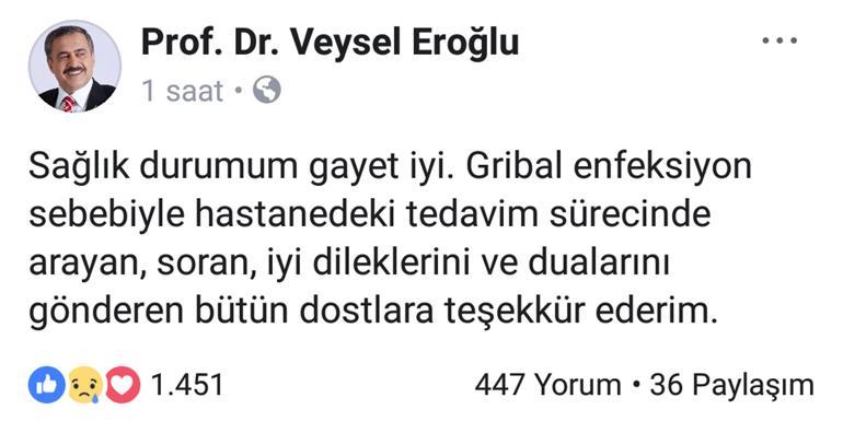 Bakan Eroğlunun tedavisi sürüyor