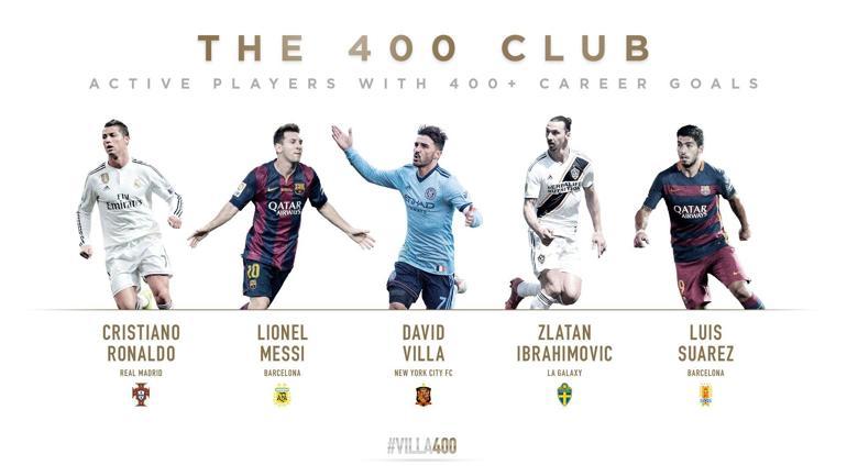 David Villa, kariyerinin 401inci golünü attı