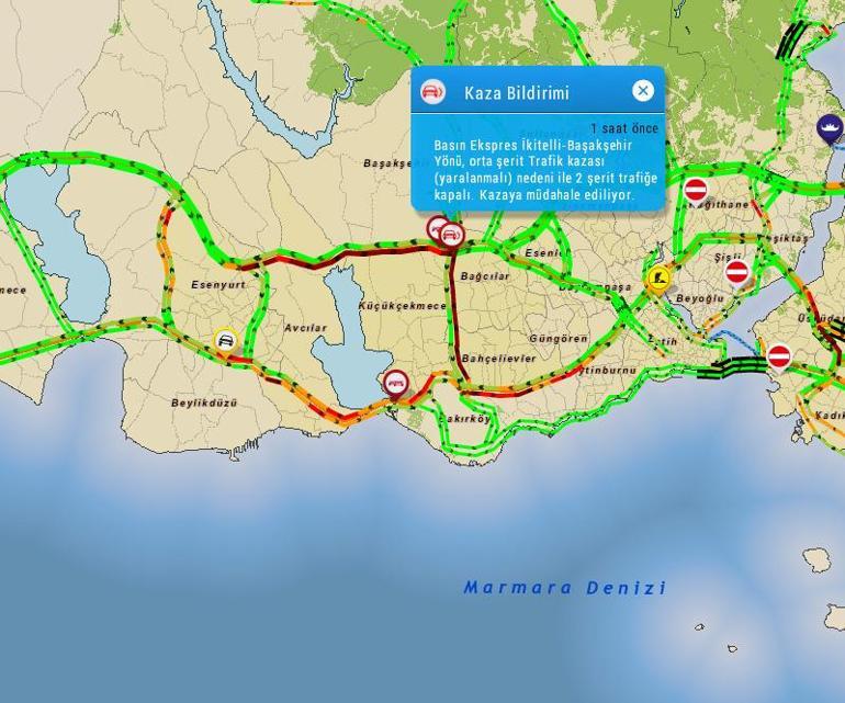 Son dakika... Basın Ekspres yolunda kaza: 2 şerit trafiğe kapandı