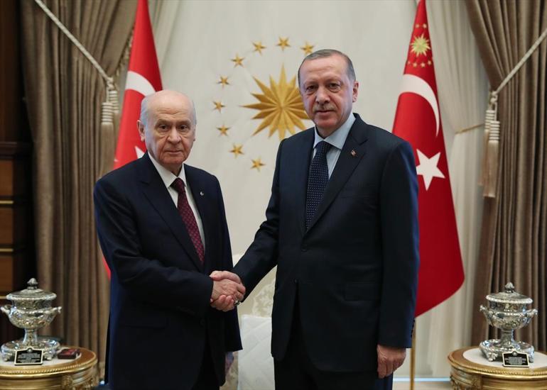 Erdoğan ile Bahçelinin görüşmesi sona erdi