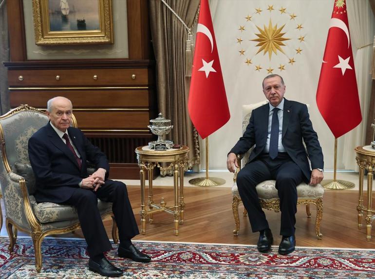 Erdoğan ile Bahçelinin görüşmesi sona erdi