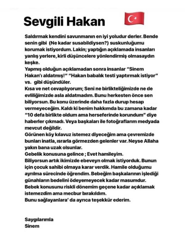Hakan Çalhanoğlunun eşinden açıklama