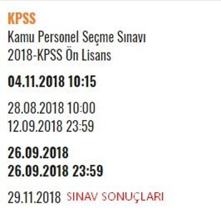2018 KPSS önlisans sonuçları ne zaman açıklanacak ÖSYM sınav takvimi