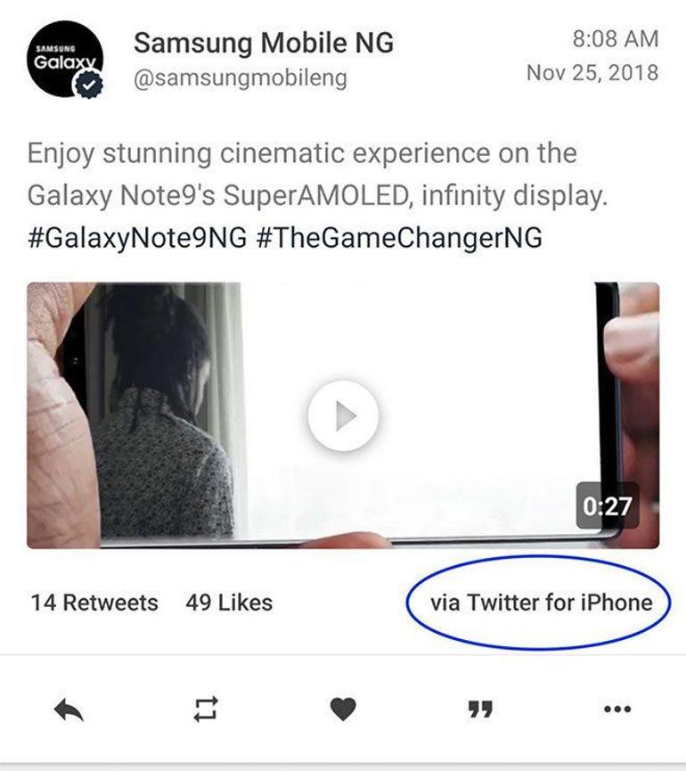 Samsung tweet attı hesabını sildi