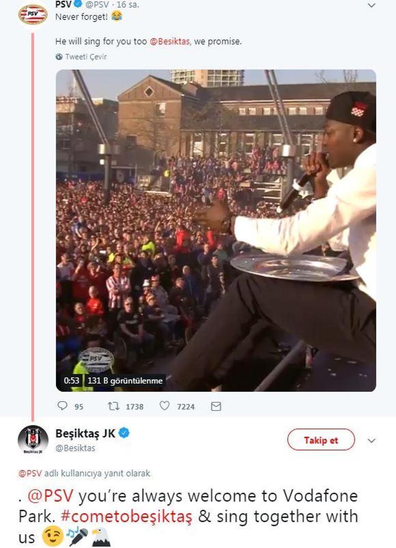 PSV ile Beşiktaş Twitterda paslaştı
