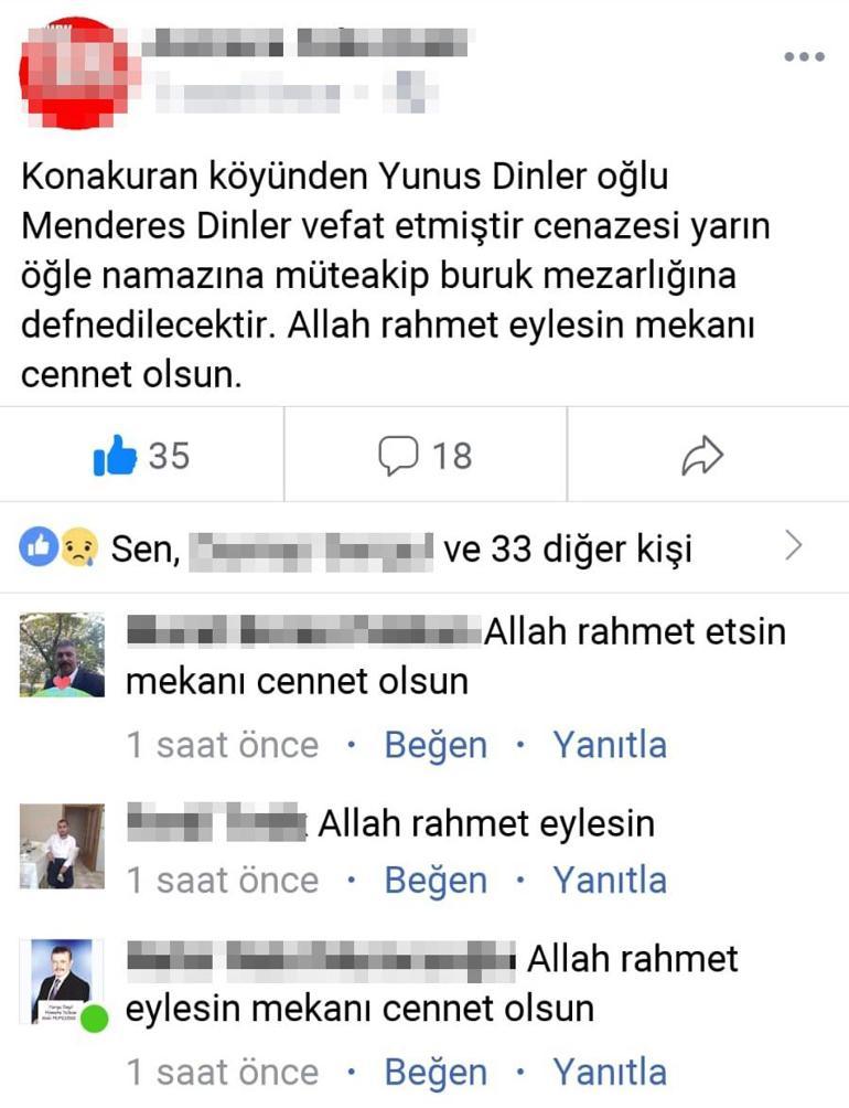 Kendi ölüm ilanını okuttu