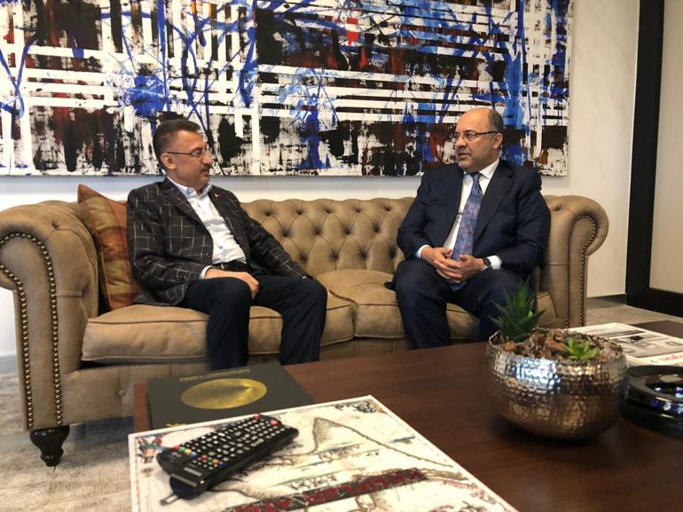 Cumhurbaşkanı Yardımcısı Fuat Oktaydan Demirören Medya CEOsu Mehmet Soysala ziyaret