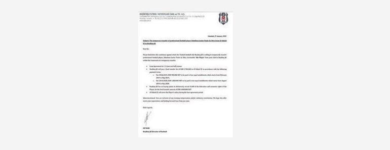 Beşiktaşın teklifinin belgesi ortaya çıktı
