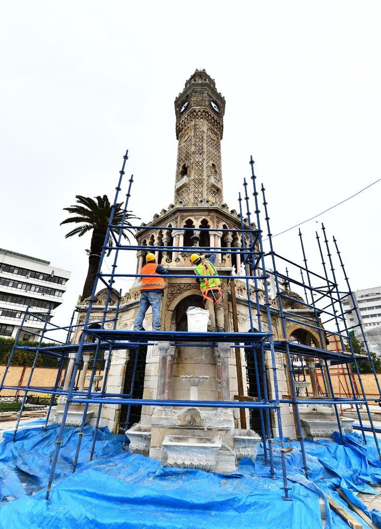 İzmirde tarihi Saat Kulesinde restorasyon