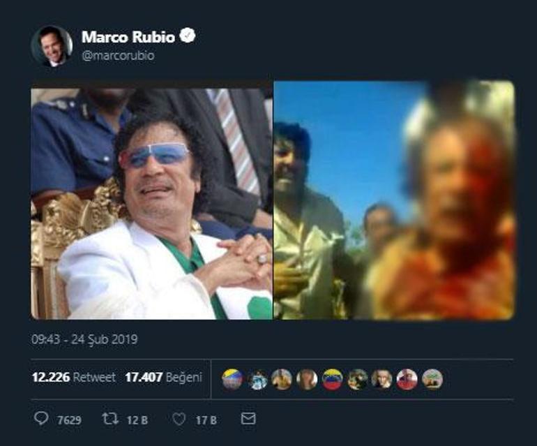 Amerikalı senatörden, Maduroya Kaddafi fotoğrafıyla tehdit
