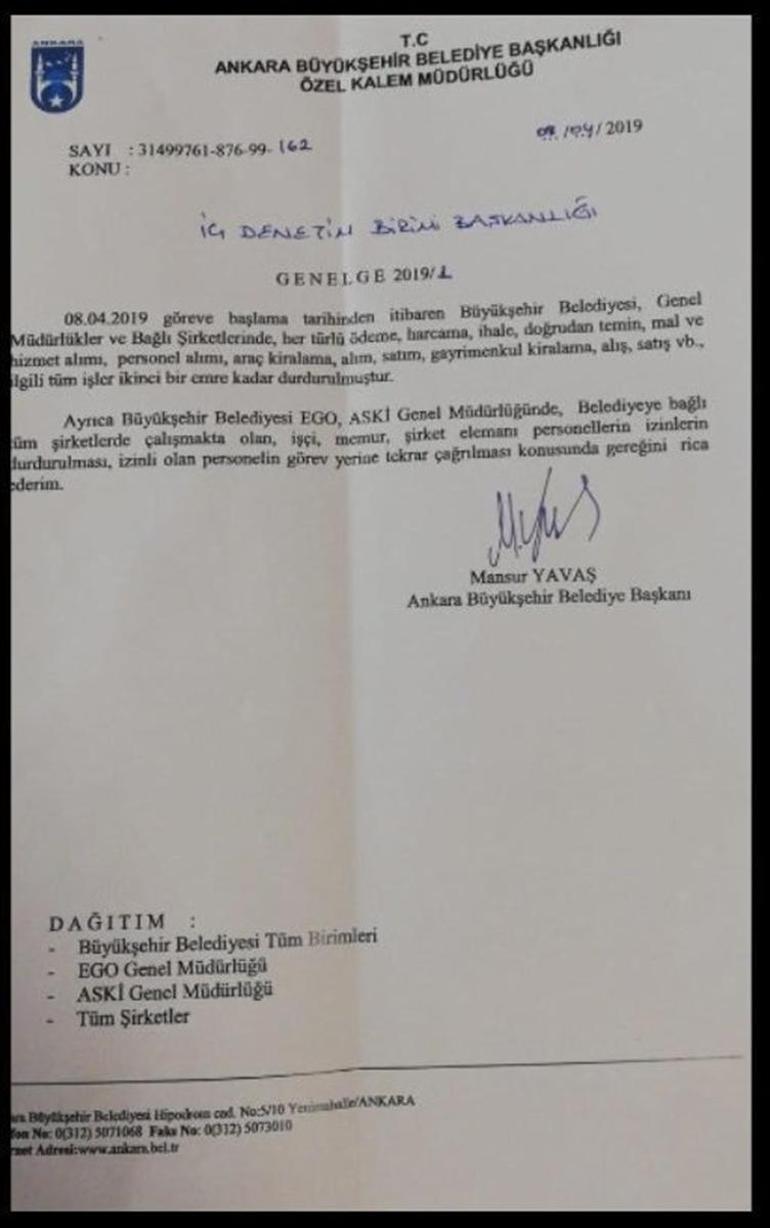 Mansur Yavaş ilk genelgesini yayımladı