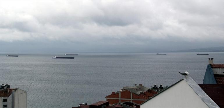 Karadenizde olumsuz hava nedeniyle yük gemileri Sinop Limanına sığındı
