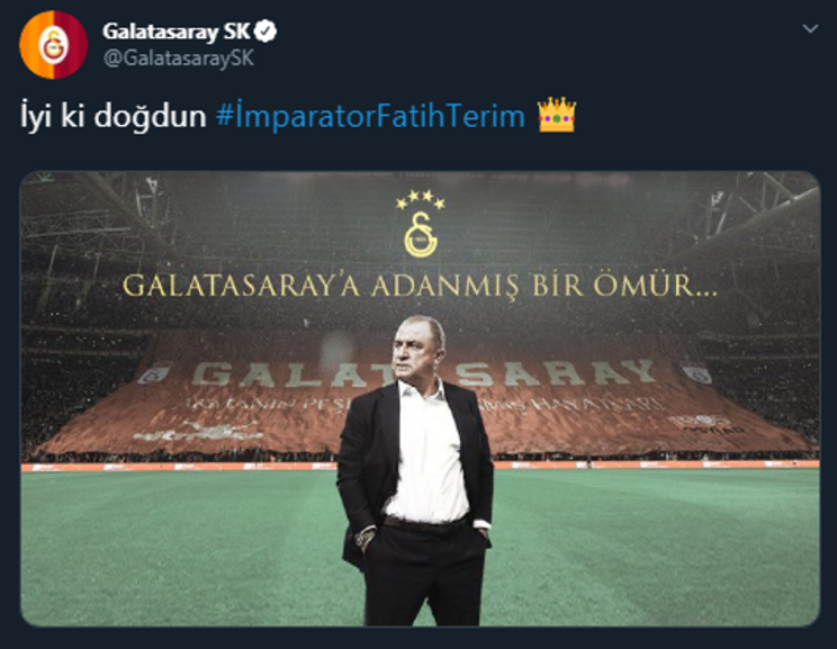 Galatasaraydan gece yarısı Fatih Terim paylaşımı