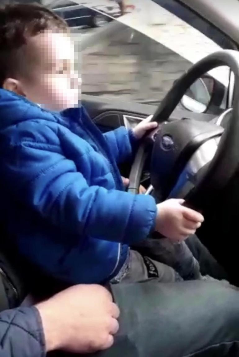 Çocuğa araba kullandıran sürücüye tepki