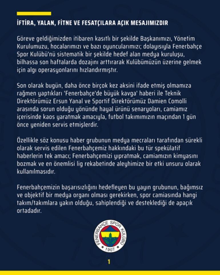 Fenerbahçeden bir açıklama daha