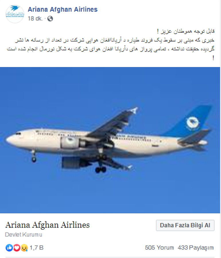 Son dakika... Afganistanda yolcu uçağı düştü