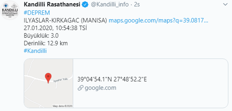 Ankarada 3.9 büyüklüğünde deprem