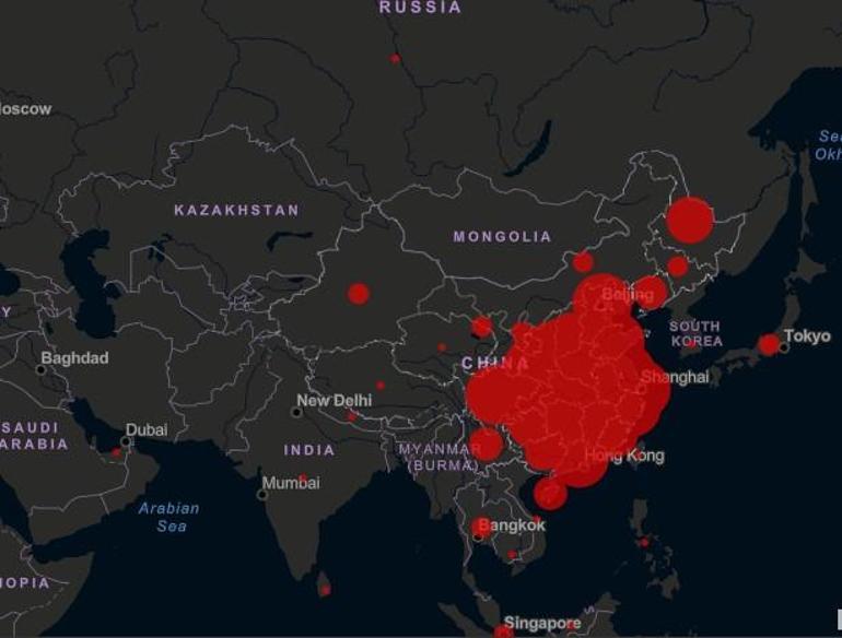 Corona virüsü son durum: Ölü sayısı 494 oldu İşte koronavirüs haritası...