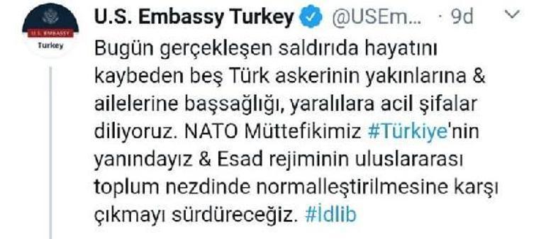 ABD Ankara Büyükelçiliği: Türkiyenin yanındayız