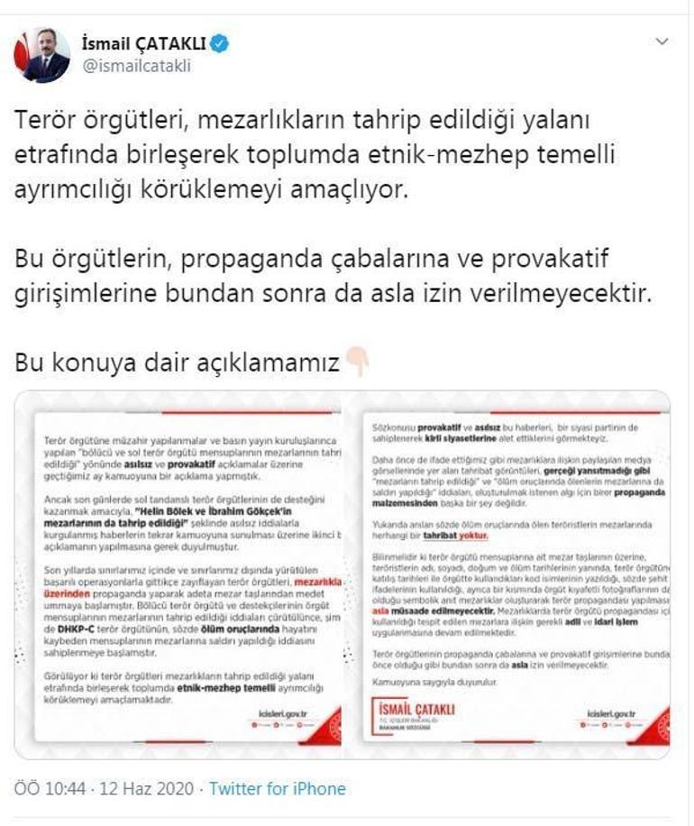 Çataklı: Mezarlıklar üzerinden terör propagandasına müsaade edilmeyecek