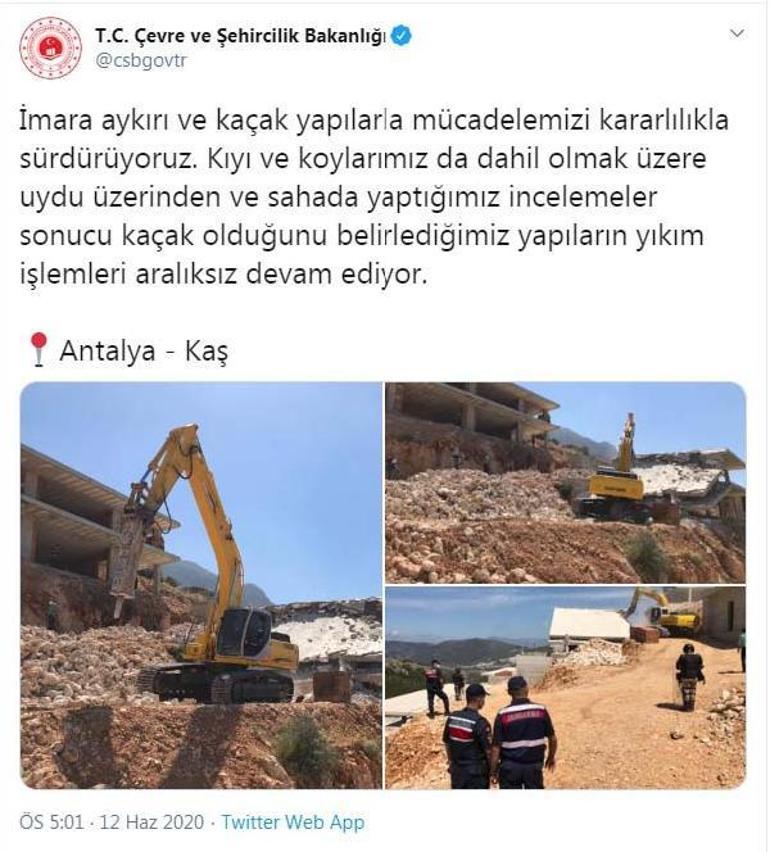 Çevre ve Şehircilik Bakanlığı: Kaçak yapıların yıkım işlemleri devam ediyor
