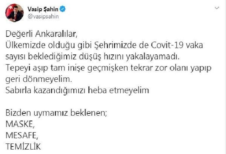 Ankara Valisi Şahinden, koronavirüs uyarısı