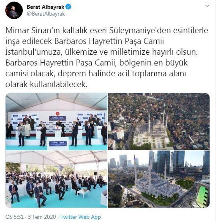 Bakan Albayrak: Barbaros Hayrettin Paşa bölgenin en büyük camisi olacak