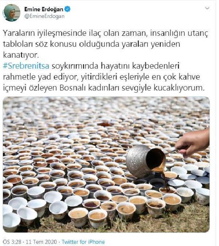 Emine Erdoğandan Srebrenitsa paylaşımı