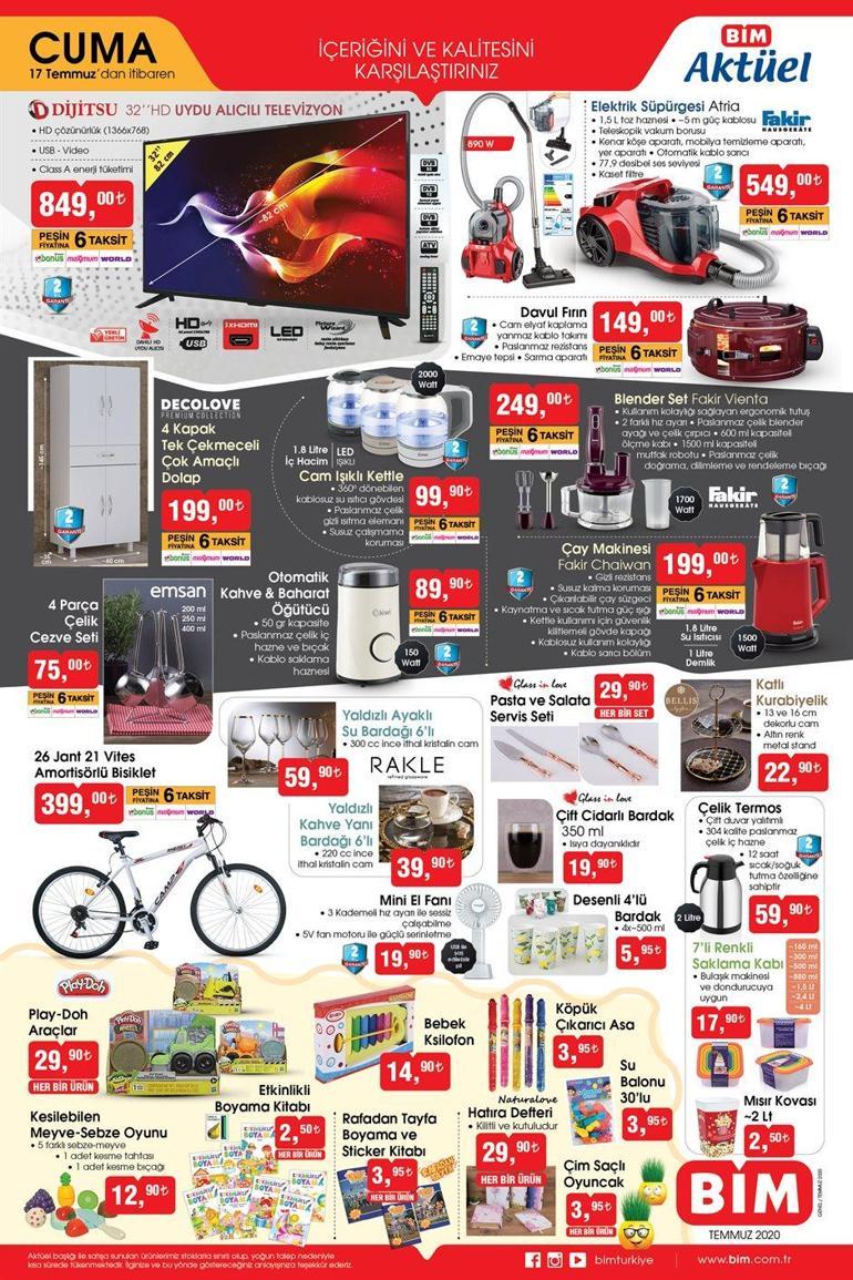 17 Temmuz 2020 BİM aktüel kataloğu ürünleri: TV, fırın, bavul, bisiklet ve kıyma makinesi...