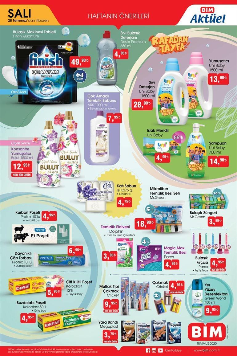 Temizlik ürünleri BİM aktüel 28 Temmuz 2020 Salı kataloğu içerisinde paylaşıldı