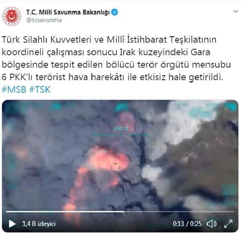 Son dakika... Gara bölgesinde PKKlı 6 terörist etkisiz hale getirildi