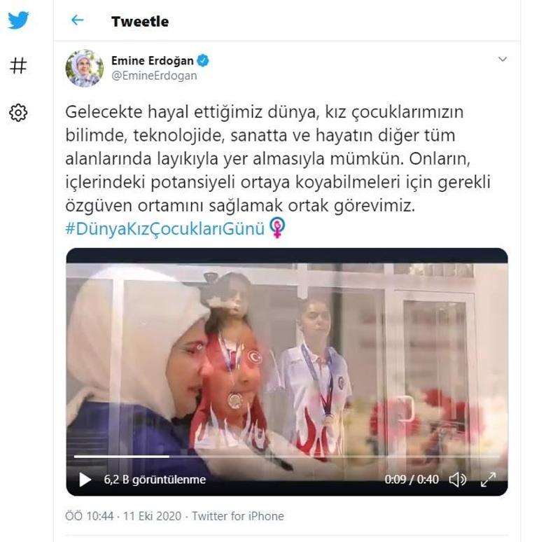 Son dakika... Emine Erdoğandan Dünya Kız Çocukları Günü mesajı