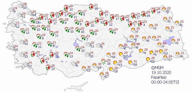 Bugün hava durumu nasıl 19 Ekim 2020 İstanbul ve bütün illerin hava durumu