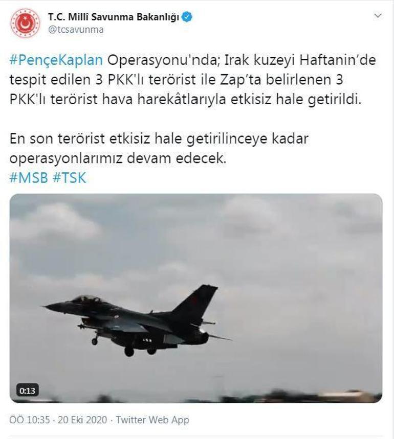 Irakın kuzeyinde 6 terörist etkisiz hale getirildi