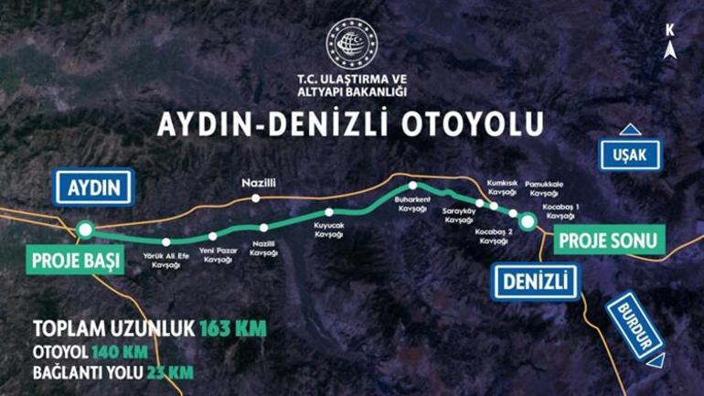 Aydın-Denizli otoyolu hangi illerden geçiyor Aydın-Denizli otoyolu güzergahı