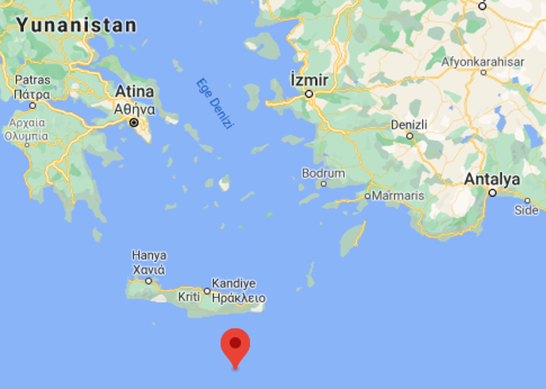 Son dakika haberi... Girit Adası açıklarında 4.2 büyüklüğünde deprem