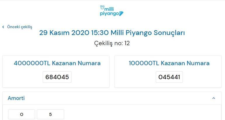 Milli Piyango Çekiliş sonuçları: 29 Kasım 2020 Milli Piyango sıralı tam liste Milli Piyango bilet sorgulama ekranı