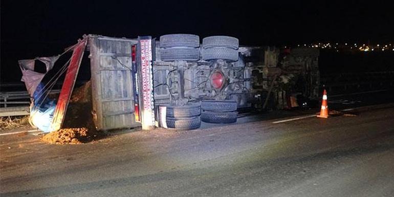 Köpeğe çarpmamak için manevra yapınca devrildi