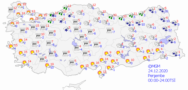 24 Aralık 2020 Meteoroloji hava durumu tahminleri| Bugün İstanbulda, Ankarada, İzmirde hava nasıl olacak, kar yağışı var mı
