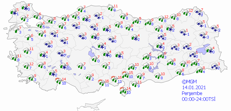 Bugün hava nasıl olacak İstanbula kar yağacak mı 14 Ocak 2021 Meteoroloji İstanbul Ankara, İzmir hava durumu