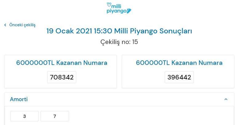 Milli Piyango sonuçları belli oldu 19 Ocak 2021 Milli Piyango bilet sonucu sorgulama ekranı