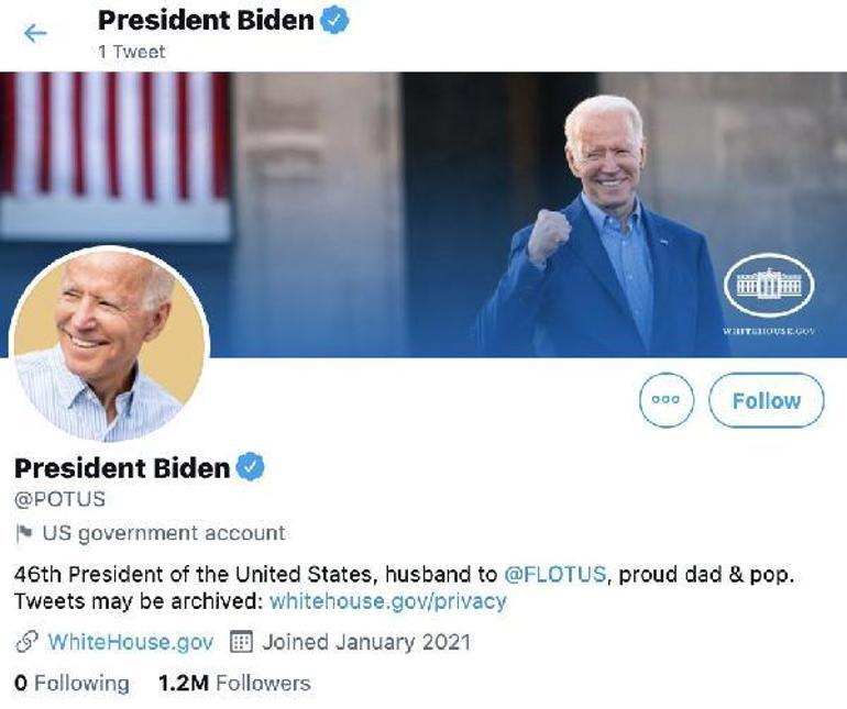Twitter, ABD başkanlık hesabını Bidena devretti