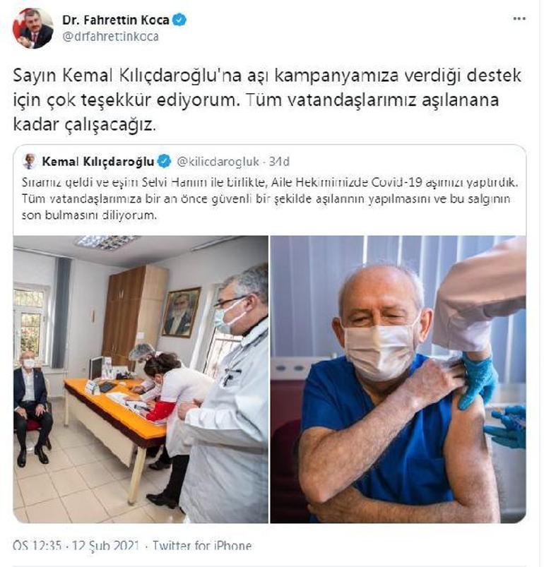 SON DAKİKA: Kılıçdaroğlu, Kovid-19 aşısının ilk dozunu yaptırdı