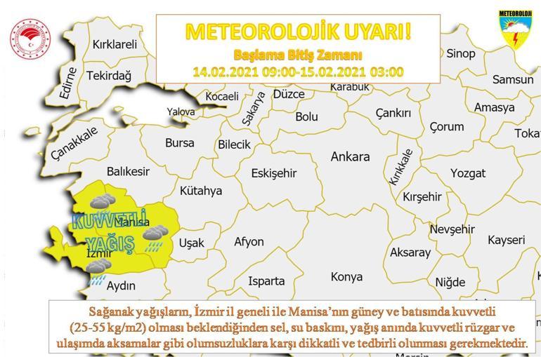 Son dakika İzmir ve Manisa için şiddetli yağış ve rüzgar uyarısı