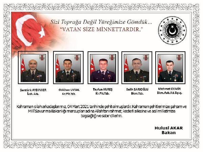 Bakan Akardan Bitlis şehitleri için başsağlığı mesajı