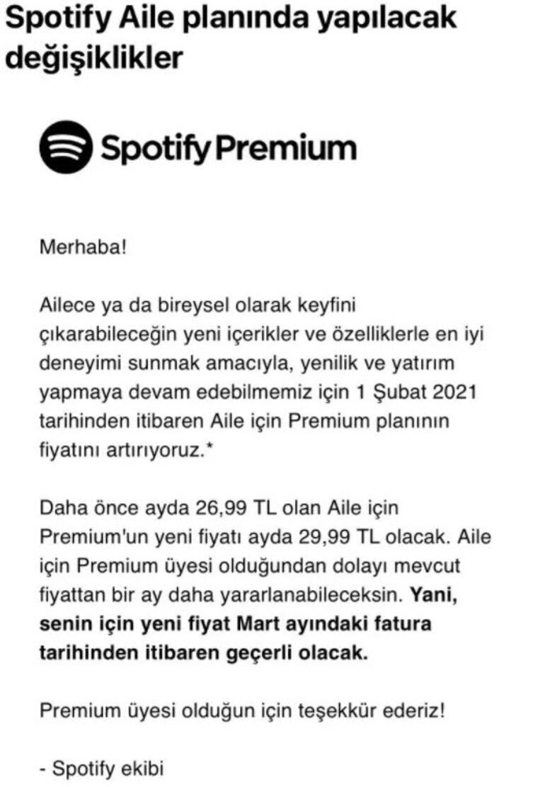 Spotify Türkiye aile paketi ne kadar oldu Spotify 2021 üyelik ücretleri